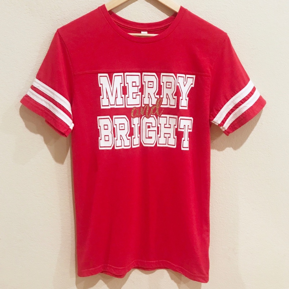 Merry and Bright LAT Red Jersey Style T-Shirt